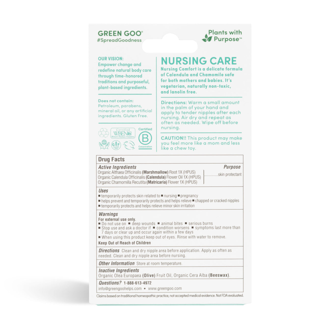 Nursing Comfort Salve Tin Hanger Back Panel